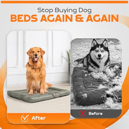 Dog Crate Mat – Chew Resistant Dog Bed for Crate, Soft Yet Durable Crate Pad Chew Proof, Machine Washable Dog Bed for Chewers, Multiple Sizes (Large) - size: Large