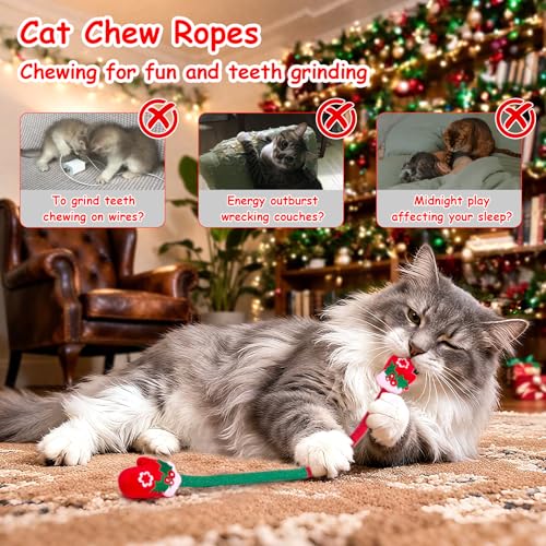 Retro Shaw Cat Chew Ropes 3PCS, Kitten Teething Toys for Indoor Cats, Natural Catnip Kicker Toys for Boredom Relief, Handmade Catnip Toys for Dental Health, Gift for Kitty - style: Rope-3