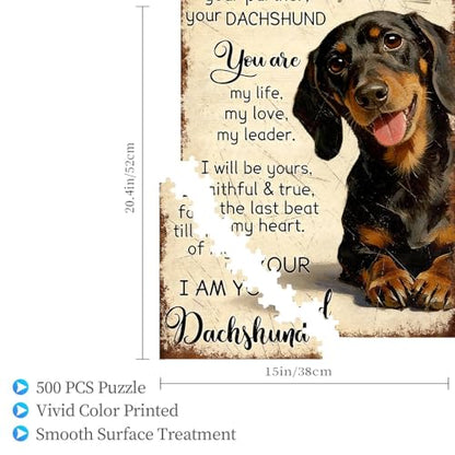 500 Pieces Jigsaw Puzzles for Adults, I Am Your Friend Your Partner Your Dachshund Art Puzzle, Stress Relief Concentration Training Brain Teaser Puzzle 20.4x15 Inch - color: Wooden Puzzle13, size: 500 Piece pcs