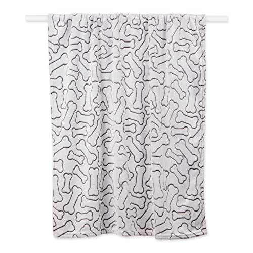 Bone Dry Embossed Bone Collection, Pet Blanket, 36x48, Black - color: Black