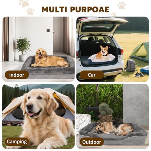 Orthopedic Dog Bed for Medium and Large Dogs - Waterproof Dog Sofa with Removable Washable Cover and Egg Crate Foam Comfort Pet Sleeping Mat, Pet Bed Couch with Zipper and Non-Slip Bottom