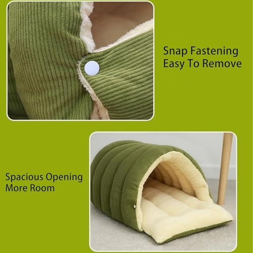 Cozy Monster Cat Bed, 2026 New Upgrated Warm Cat Bed for Winter, Cats Sleeping Bag for Indoor Cats, Calming Plush Anti-Anxiety Cuddler Beds with Washable Removable Cushion (1PC-Green)