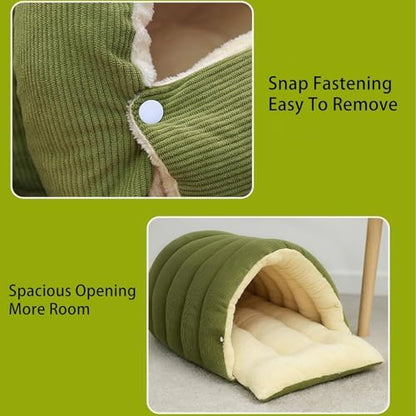 Cozy Monster Cat Bed, 2026 New Upgrated Warm Cat Bed for Winter, Cats Sleeping Bag for Indoor Cats, Calming Plush Anti-Anxiety Cuddler Beds with Washable Removable Cushion (1PC-Green)