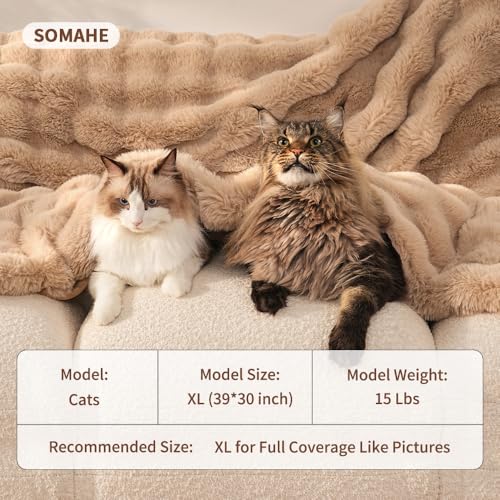 Pet Blanket, Reversible Sherpa & Bubble Fleece Pet Throw, Ultra-Soft Plush for Cats & Small Dogs, Machine Washable, Anti-Static, Warm & Cozy,28"×22" Inch Coffee - color: Coffee, size: 28"L x 22"W Inches