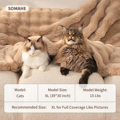 Pet Blanket, Reversible Sherpa & Bubble Fleece Pet Throw, Ultra-Soft Plush for Cats & Small Dogs, Machine Washable, Anti-Static, Warm & Cozy,28"×22" Inch Coffee - color: Coffee, size: 28"L x 22"W Inches