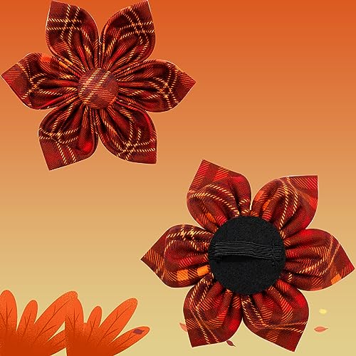 Dog Collar, Fall Dog Collar with Flower Plaid Pet Collar Puppy Collars Cute Adjustable Puppy Collars for X-Small Puppy - color: Fall, size: X-Small (Pack of 1)