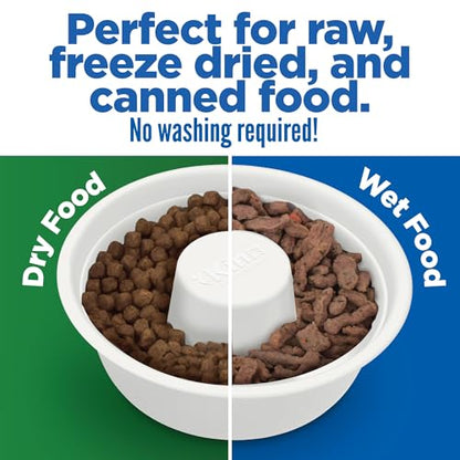 Kinn Slow Feeder Dog Bowl, Disposable Pet Food Dish to Slow Down Eating Dogs, Frame Refills, for Travel, Boarding, or Crate, Compostable Pet Travel Bowl, No Plastic, Leakproof, 4 Cups (12 Count) - size: 12 Refills