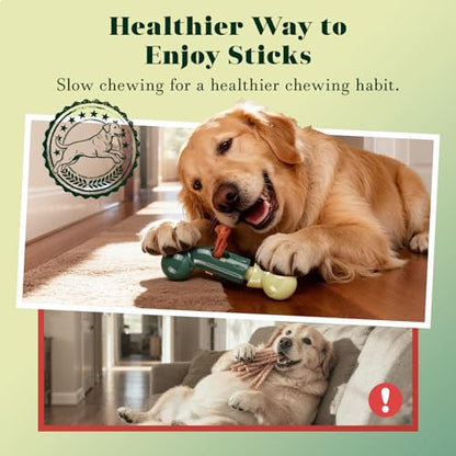 Bully Stick Holder for Medium/Large Dogs - Anti-Choking, Prevents Swallowed Ends - Nylon Dog Chew Toy - Dishwasher Safe, Green - color: Green
