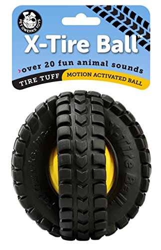 Pet Qwerks X-Tire Ball Dog Toys - Animal Sound Interactive Chew Toy - Medium - size: Medium, style: Animal Sound