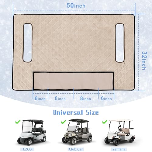 Golf Cart Seat Covers with 4 Front Pockets, Thick Seat Towel Blanket with Non-Slip Backing, Fits EZGO, Club Car, Yamaha and More 2 & 4 Passenger Golf Carts, Khaki - color: Khaki