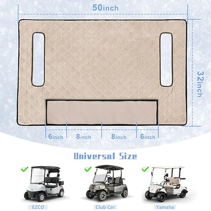 Golf Cart Seat Covers with 4 Front Pockets, Thick Seat Towel Blanket with Non-Slip Backing, Fits EZGO, Club Car, Yamaha and More 2 & 4 Passenger Golf Carts, Khaki - color: Khaki