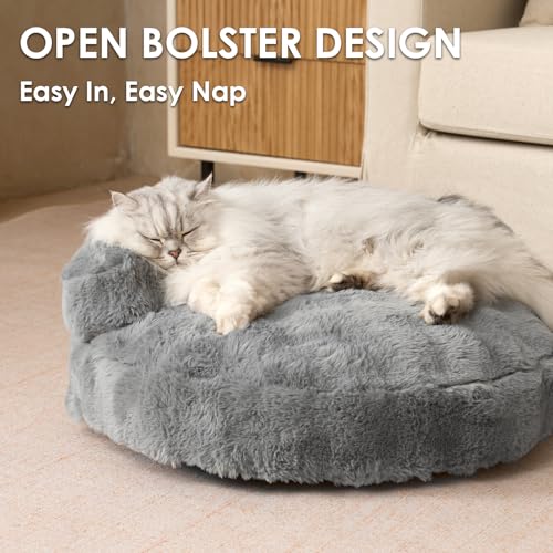 EHEYCIGA Dog Bed Medium Size Dog, Fluffy Small Dog Couch with Removable Washable Cover, Bolster Pet Sofa, Waterproof and Non-Slip, 30" x 30"x 8.5", Grey - color: Grey, size: 30"L x 30"W x 8.5"Th