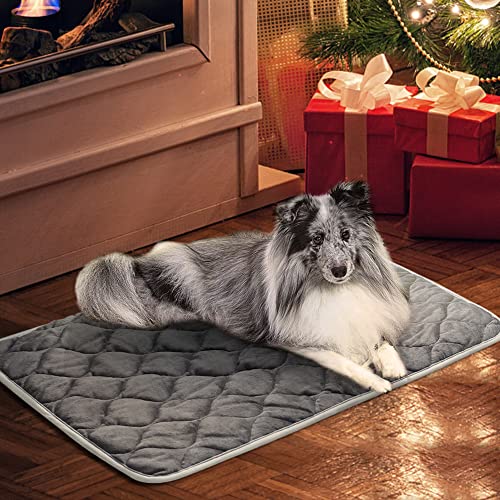 Self Warming Cat Bed Self Heating Cat Mat Thermal Pet Bed Mat Self-Warming Dog Crate Pad - color: Grey, size: 34.6"L x 22.8"W x 0.5"Th