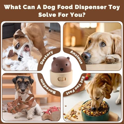 Silicone Dog Slow Feeder Toy - Interactive Puzzle Feeder & Food Dispenser for Small & Large Dogs - Enrichment Toys for Mental Stimulation - Fun Puppy Chew Toys & Cat Treat Dispenser to Keep Pets Busy - color: Bear-Brown