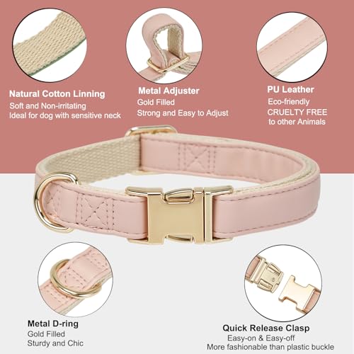 Soft Classic Leather Dog Collar Heavy Duty Padded Collars with Metal Buckle for Puppy Small Medium Dogs (Pink,XS) - color: Pink, size: XSmall