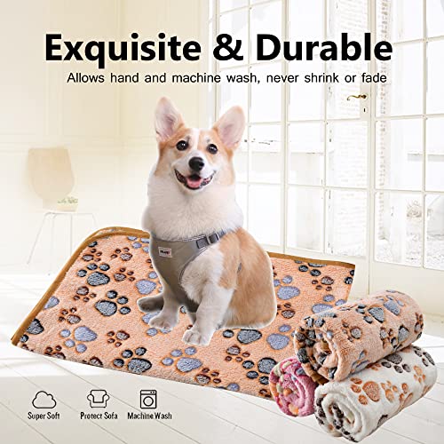 DOOVID Pet Blanket Soft Fluffy Fleece Pet Mat Doggy Flannel Blanket Dog Cat Cute Paw Print Pet Blankets White Paw Small(23 * 16") - color: White Paw, size: Small(23*16")
