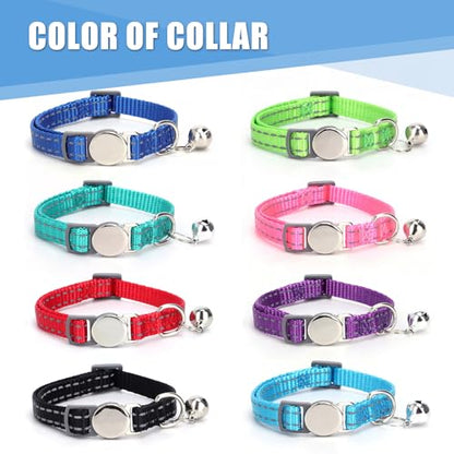 Personalized Engraved Cat Collar|Breakaway Safety Round Buckle|Reflective Adjustable Collar with ID Name Tag & Bell for Kittens & Puppies Cats,Red (7.5'' - 12'')