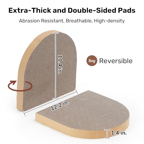 FUKUMARU Cat Scratcher, 24 Inch Sofa Shape Cat Scratching Bed, Reversible Detachable Cats Scratching Board, Round Cats Scratch Pads Refill Indoor, Beige - color: Beige