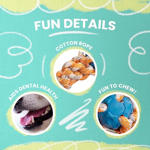 Snugarooz Mini Fling N' Fun Dog Toy – Strong Rubber & Rope Chew Toy for Aggressive Chewers - Perfect for Small Dogs - Aid Dental Health - style: Mini Fling N' Fun