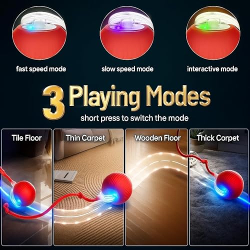 Interactive Electric Automatic Rolling Moving Rechargeable Self Play Stimulation Toy,Smart Pet Chase with Speedy Tail Rope for Bored Indoor Cats (Purple) - color: PURPLE