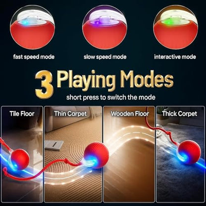 Interactive Electric Automatic Rolling Moving Rechargeable Self Play Stimulation Toy,Smart Pet Chase with Speedy Tail Rope for Bored Indoor Cats (Purple) - color: PURPLE