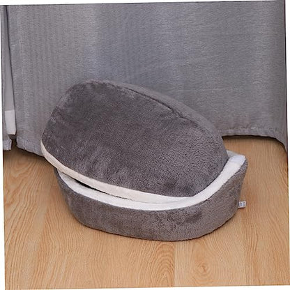 Warm Detachable Cat Bed House Cushion Cozy Half-Covered Sleeping Bag for Pets Grey Removable Cushion for Easy Cleaning for Use