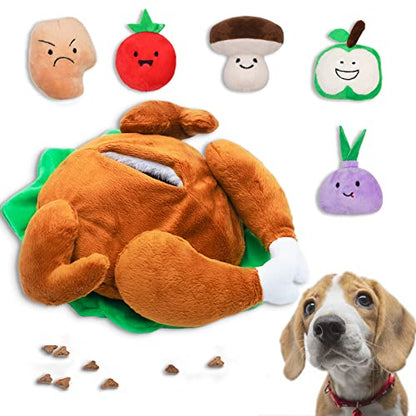 Hide and Seek Dog Toys, Turkey Squeaky Interactive Puzzle Dog Toys for Boredom and Stimulation, Dog Enrichment Toys for Small and Medium Dogs - style: J-Turkey