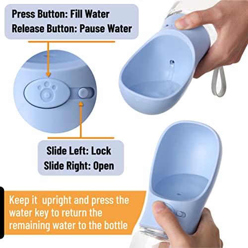 Mr. Pen- Portable Dog Water Bottle, 19 oz, Large, Leak Proof Puppy Water Dispenser with Drinking Feeder for Pets, Outdoor Walking, Hiking, Travel, Not Dishwasher Safe - color: Blue
