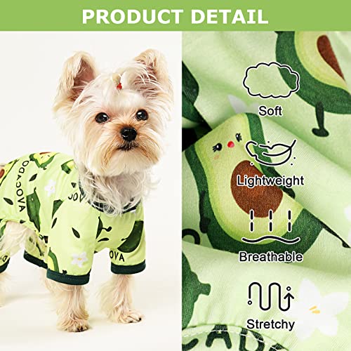 Dog Pajamas Pjs Summer Dog Clothes for Small Dogs Girl - Boy - Medium Size Dogs, Soft Stretchy Puppy Clothes Doggie Onesies Fall Cat Pet Jammies Outfit (Avocado Green, Medium) - color: Avocado Green, size: Medium(6-9lb )