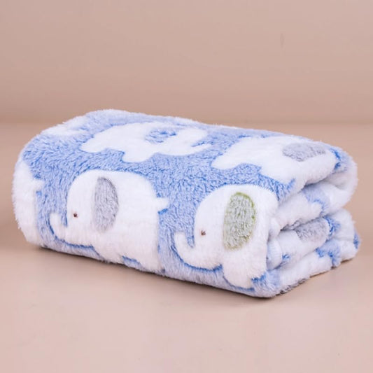 1 Pack Coral Fleece Elephant Print Cartoon Blanket, Suitable for Small/Medium Dogs and Cats, Lightweight Pet Throw for Spring & Summer, Blue, 20 * 30Inch - color: Blue, size: 20*30Inch