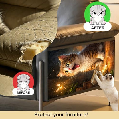 Cat Scratch Pad 15.3x23.6 Inches Polyester Synthetic Fiber, Kitten & Firefly Print, wall cat Scratcher, Scratching mat, Home Decor, Playroom, Apartment (2pcs) - color: LU15981-2pcs
