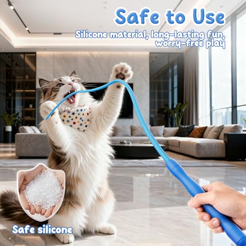 Casfuy Innovative Ultra Light Durable Tail Silicone Teaser Wand Cat Toy