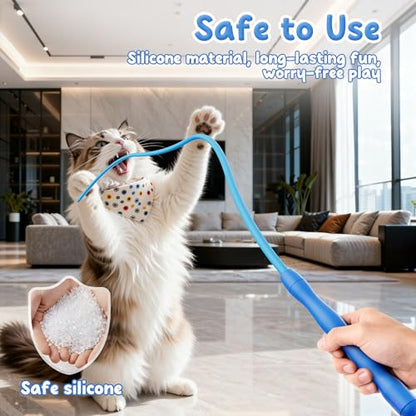 Casfuy Innovative Ultra Light Durable Tail Silicone Teaser Wand Cat Toy