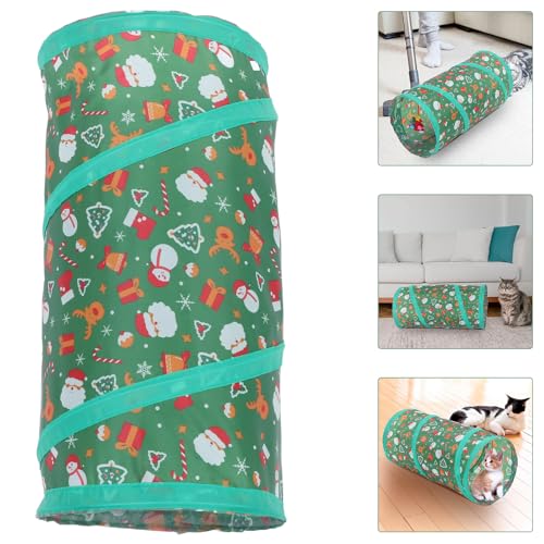 Interactive Foldable Cat Tunnel with Bell Ball Large Indoor Cat Play Cube Soft Collapsible Pet Tunnel Suitable for Indoor Play and Exercise