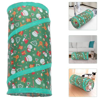 Interactive Foldable Cat Tunnel with Bell Ball Large Indoor Cat Play Cube Soft Collapsible Pet Tunnel Suitable for Indoor Play and Exercise