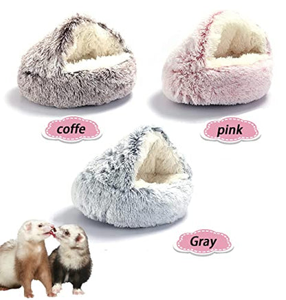 Ferret Bed Cave Bed and Hideout，Ferret Hideaway Bed Accessories for Cage(Brown) - color: Coffe