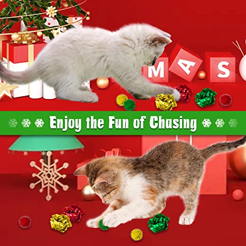 Cat Christmas Stocking, 10 Pack Gifts for Christmas, Interactive Feather Toy with Catnip, Cat Ball Toys, Crinkle Balls, Mice Toys for Indoor Cats & Kitten - style: G-Christmas-10pcs