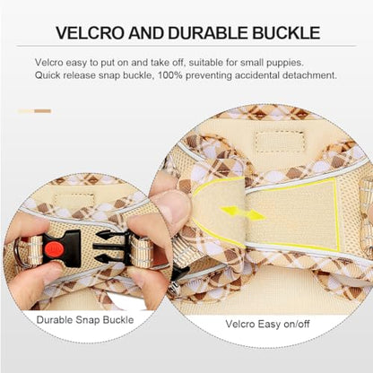 Mercano Soft Mesh Dog Harness and Leash Set, Step-in Reflective Breathable Lightweight Vest Harnesses with Safety Buckle for Small Dogs, Cats (Beige, XL) - color: Beige, size: XL (Chest: 19.5"-21.5")