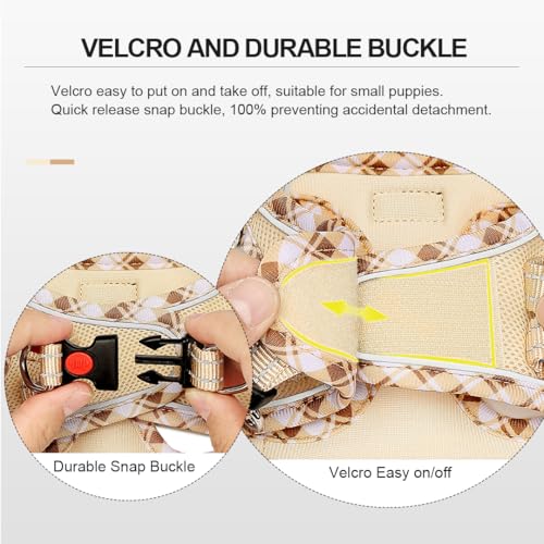 Mercano Soft Mesh Dog Harness and Leash Set, Step-in Reflective Breathable Lightweight Vest Harnesses with Safety Buckle for Small Dogs, Cats (Beige, XS) - color: Beige, size: XS (Chest: 11.2"-13.2")