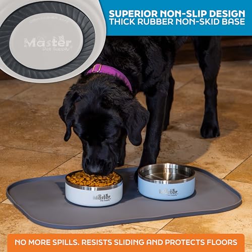 Master Pet Supply Stainless Steel Dog Bowls - 25 oz, Heavy Duty - Bone White, Double Wall Extra-Thick Insulated, Non-Slip Pet Water Bowl for Dogs, Cats & Pets, Anti Rust Metal, Dish Washer Safe - color: Bone White, size: 3 Cups (25 oz)