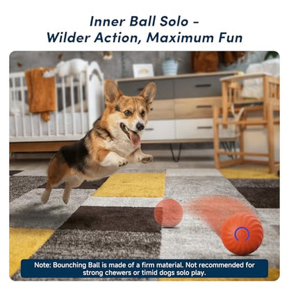 Unique Interactive Dog Toy with Ball-in-Ball Design, 4X Durable Rubber Outer Shell & Inner Smart Automatic Bouncing Ball to Keep Them Busy, Fetch&Puzzle&Chew Toys for Medium, Large High Energy Dogs