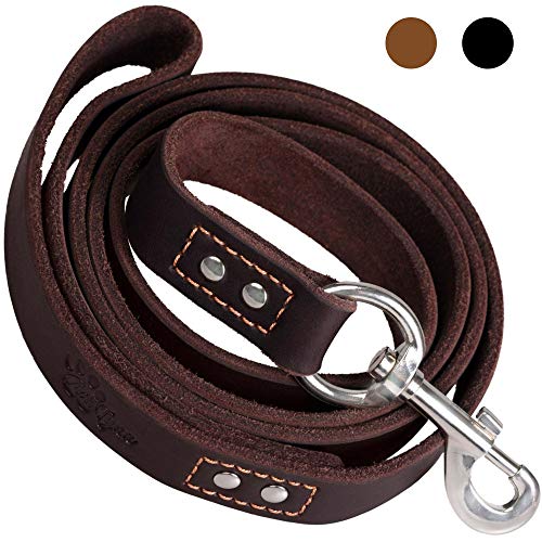 ADITYNA Heavy Duty Leather Dog Leash 6 ft x 1" - Strong, Soft Training Lead for Large & Extra Large Breeds (XL - 6 ft x 1 inch, Brown) - color: Brown, size: XL - 6 ft x 1 inch