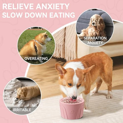 Dog Slow Feeder Lick Bowl, Anxiety Relief Dog Licking Mat Treat Dispenser, Non-Slip Anti-Choking Slow Eating Lick Bowl for Small Medium and Large Breed Dogs, BPA Free Silicone - color: Pink, size: S