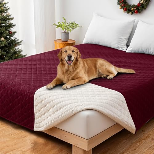 Waterproof Couch Covers for Pets, Waterproof Dog Bed Cover, Anti-Slip Soft Dog Blankets, Couch Cover for Dogs Washable, Pet Blanket for Puppy Large Dogs Cat Christmas (82x82 Inch, Burgundy) - color: Burgundy, size: 82" x 82" (Pack of 1)