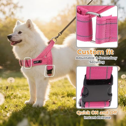 KOOLTAIL No Pull Harness Small Size Dog with Handle, Easy Walk Puppy Vest Harness Neck & Chest Soft Paded Adjustable, Reflective & Lightweight Escape Proof Breathable Mesh Pet Running Harness, Pink S - color: Pink, size: Small