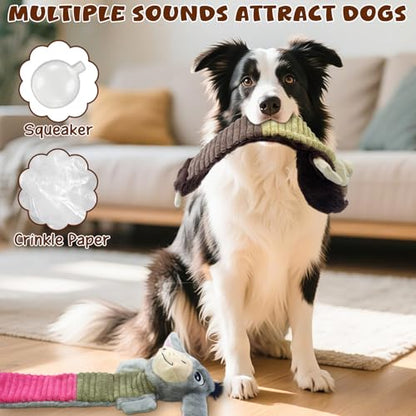2 Pack No Stuffing Dog Squeaky Toys,Dog Chew with Crinkle and Squeaker,Cute Animal Plush to Keep Them Busy, Suitable for Large, Medium and Small Breeds (Donkey&Sloth - style: Donkey&Sloth