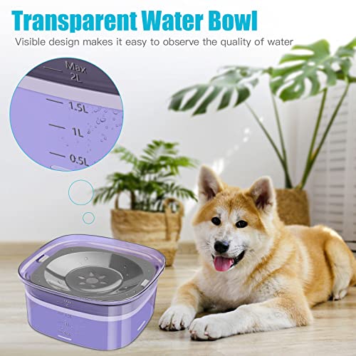 UPSKY 70oz Dog Water Bowl 2L No Spill Dog Bowls Large Capacity Spill Proof Slow Water Feeder, No Splash Dog Bowl Pet Water Dispenser Vehicle Carried Travel Slow Drinking Bowls for Messy Drinkers, Cats - color: Purple, size: 2 L