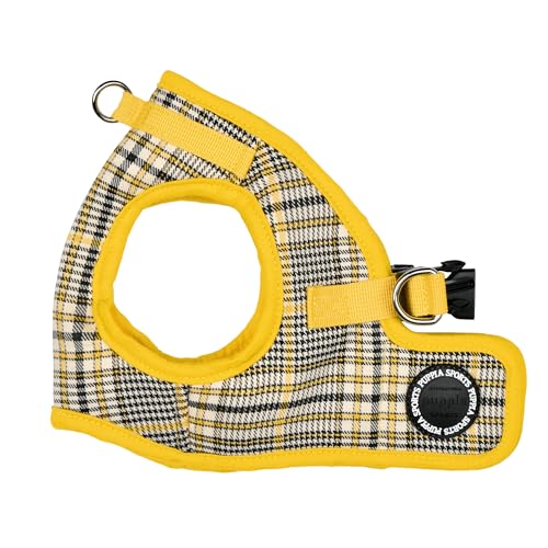 Puppia Lucas Dog Vest Harness B (Step-in) Fashionable Checkered Pattern Spring Summer Harness for Small and Medium Dogs, Yellow, X-Large - color: Yellow_Lucas, size: X-Large