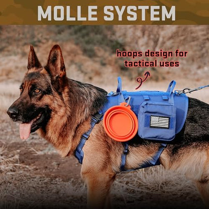 Dog Harness Medium Sized,Tactical Dog Harness with Handle,No Pull Military Style Service Dog Vest with Pockets Adjustable for Medium Large Dogs,Blue,Chest 22-35" - color: Blue, size: M:Chest 22-35",Fit 30-80lbs