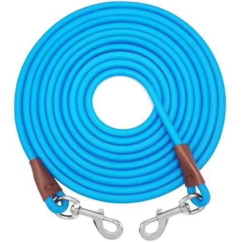 15FT Tie Out Rope Dog Lead, 3/8" Thick Long Dog Tether Nylon Check Cord for Medium Large Dogs Outdoor Camping Backyard of Leash Training Tie Down (Blue) - color: blue, size: 3/8" x 15ft